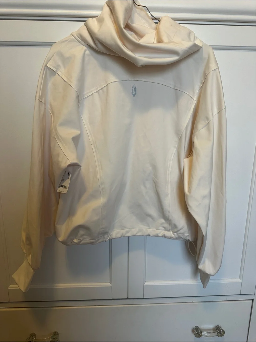 Free People Landslide Pullover- Cream Funnel Neck Pullover Hoodie- NWT S